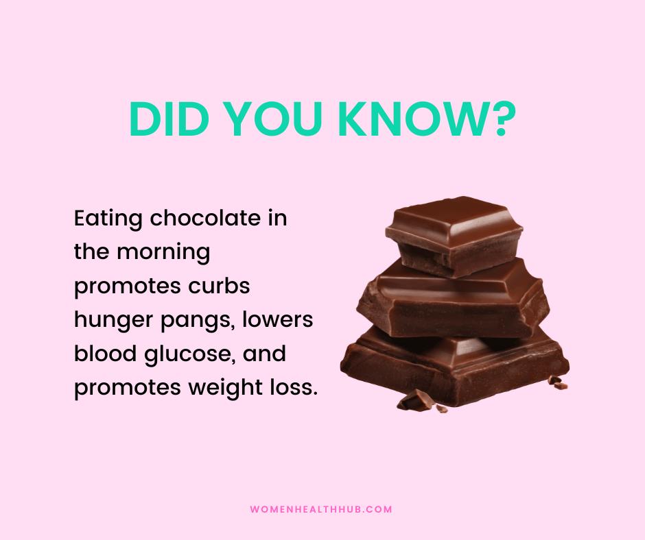 eating dark chocolate in morning promotes weight loss in women